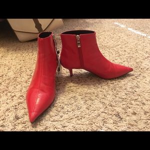 Zara red leather booties